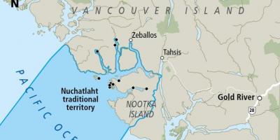 Мапа острва Ванкувер првих нација
