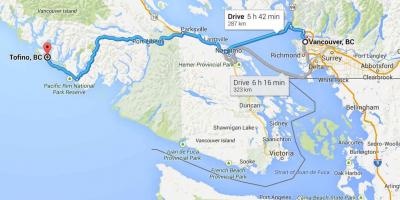 Карта Тофино на острву Ванкувер 