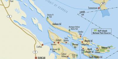 Мапа острва у Персијском заливу Британска Колумбија, Канада