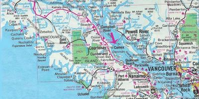 Мапа острва Ванкувер језера