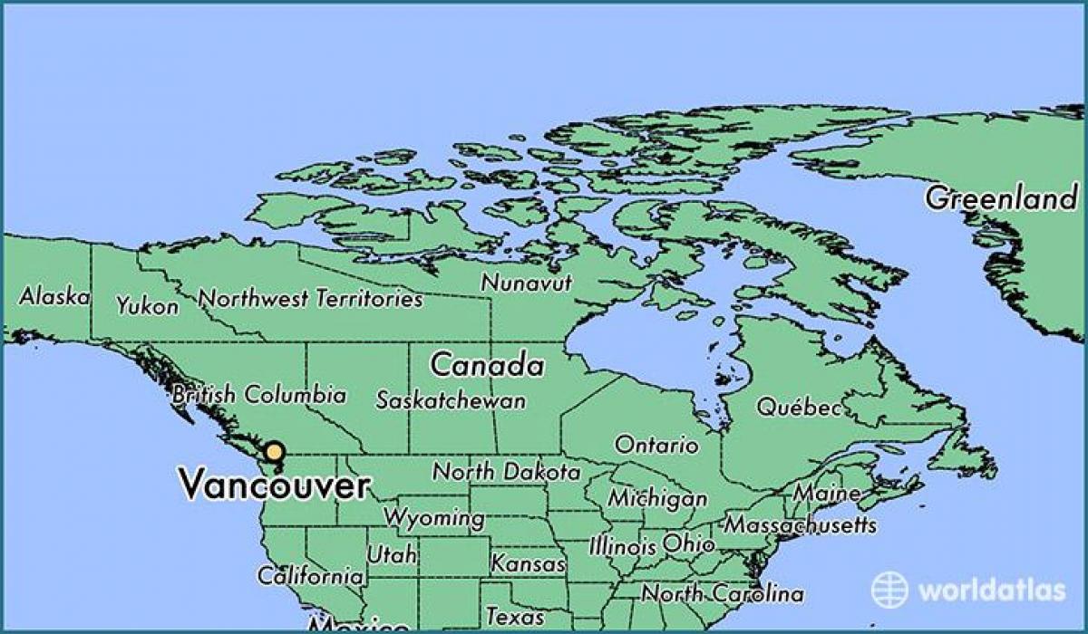 карта Канаде показује Ванкувер