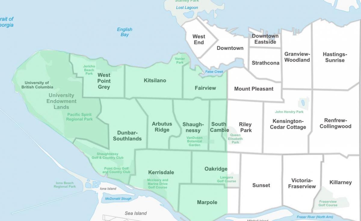 Западној области Ванкувера мапи