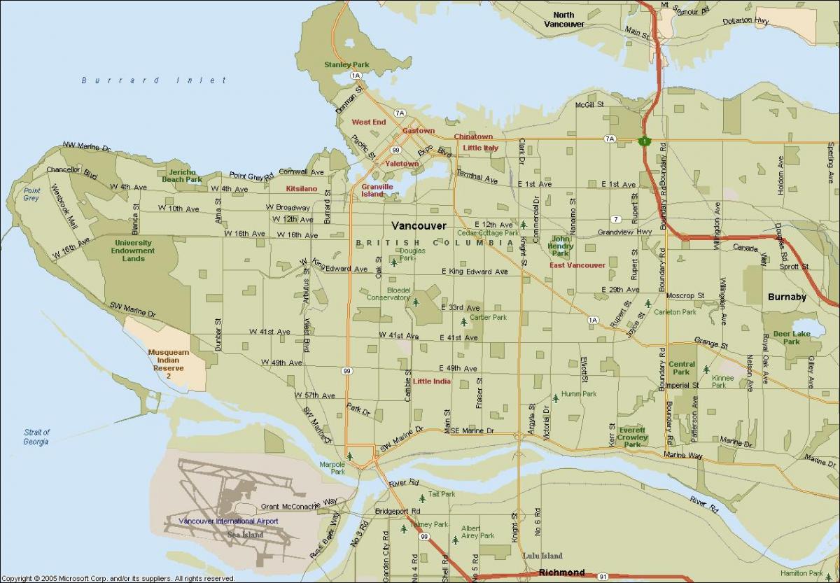 локација Ванкувер карта