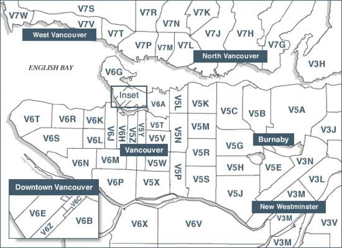 Карта Ванкувера поштански број