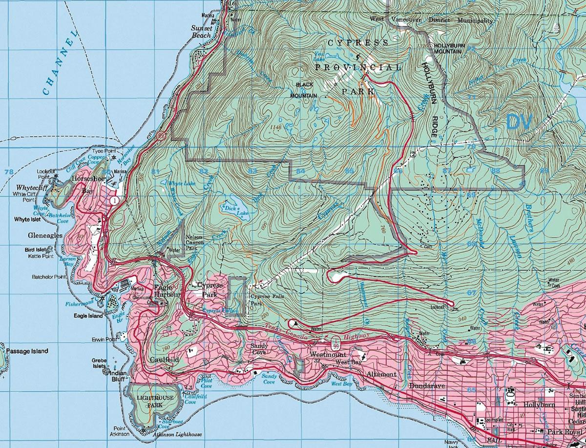 Карта Ванкувера топографске