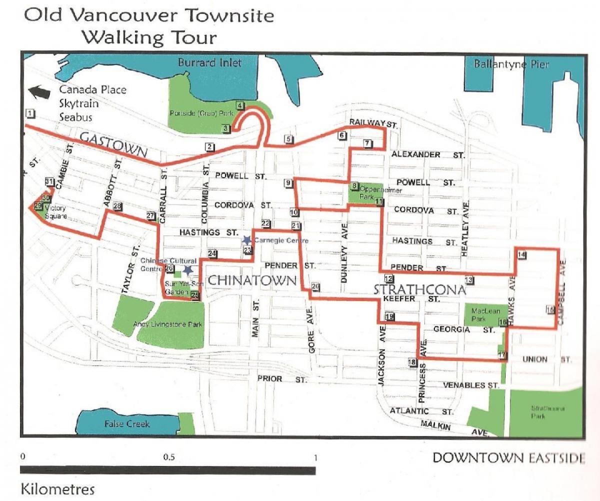 пешачка тура Ванкувер карта