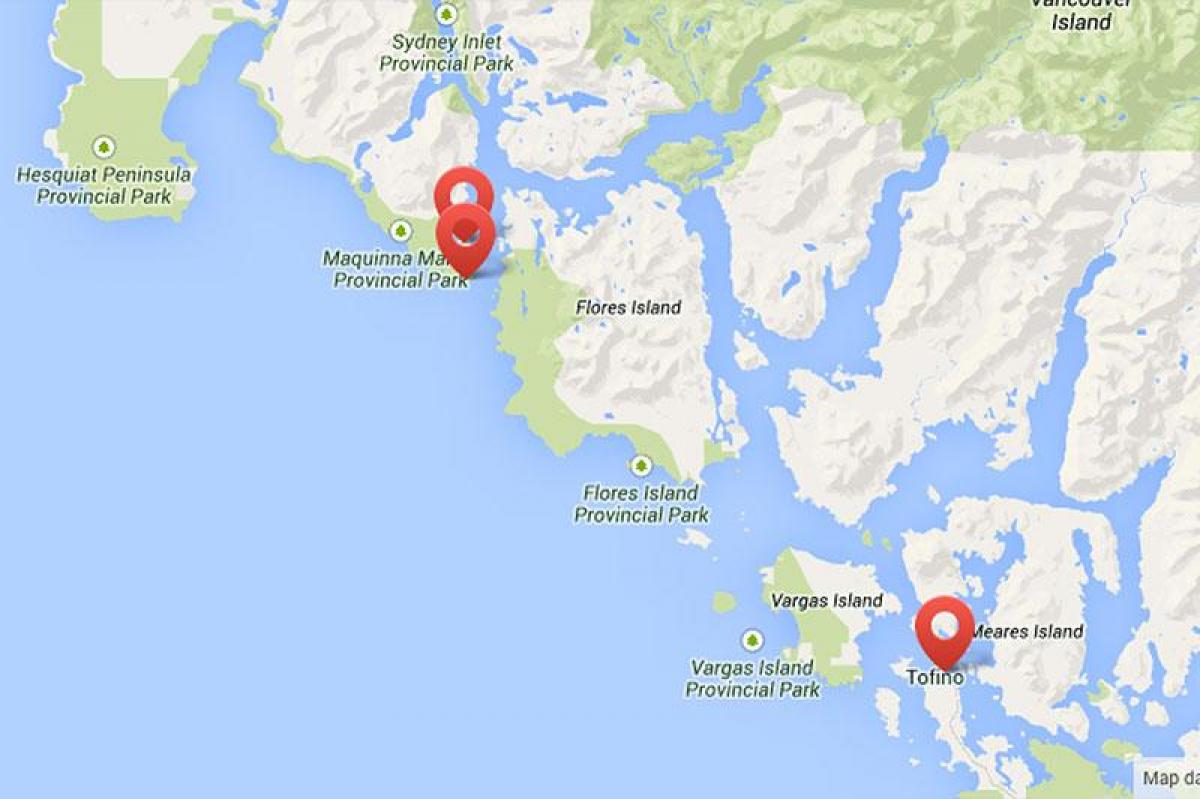 Мапа острва Ванкувер топли извори