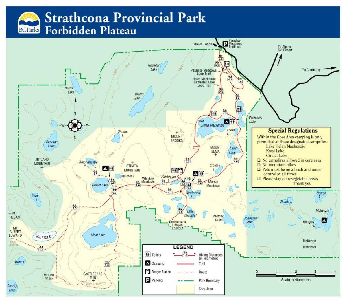 Мапа острва Ванкувер покрајинске паркова