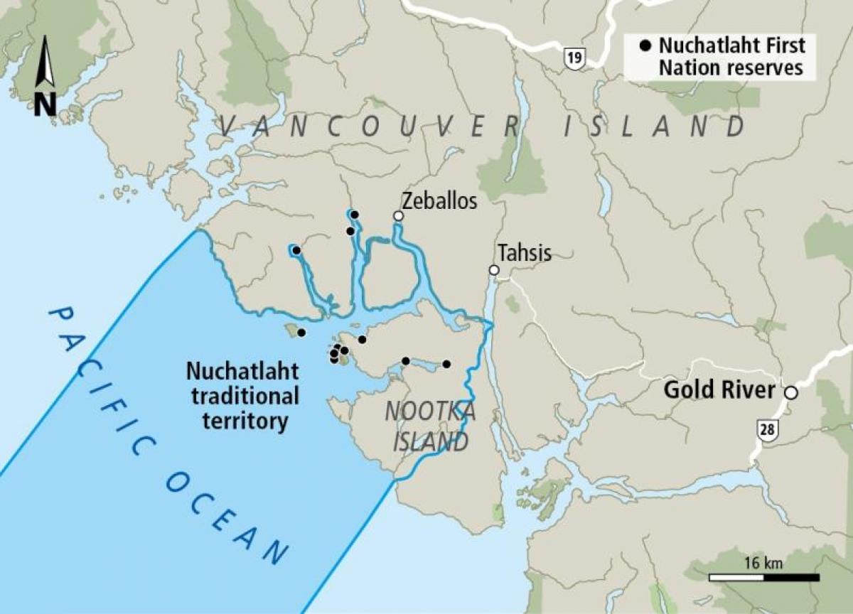 Мапа острва Ванкувер првих нација