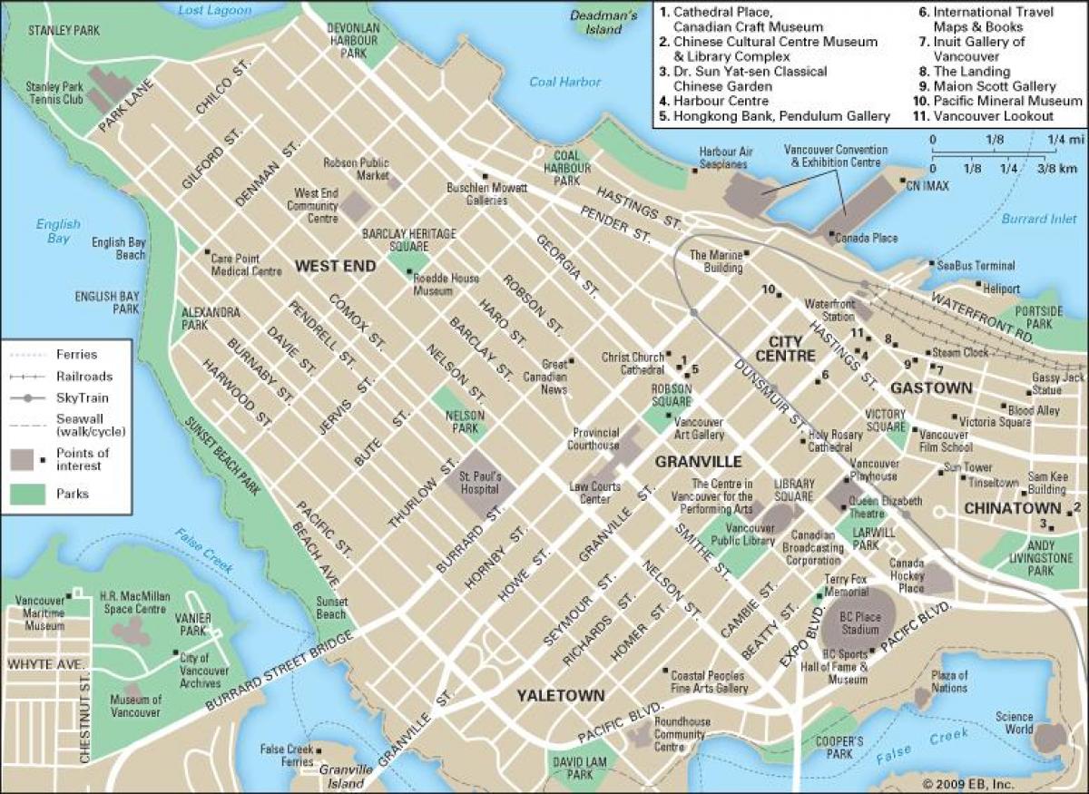 карта Вест Енд, Ванкувер пре нове ере