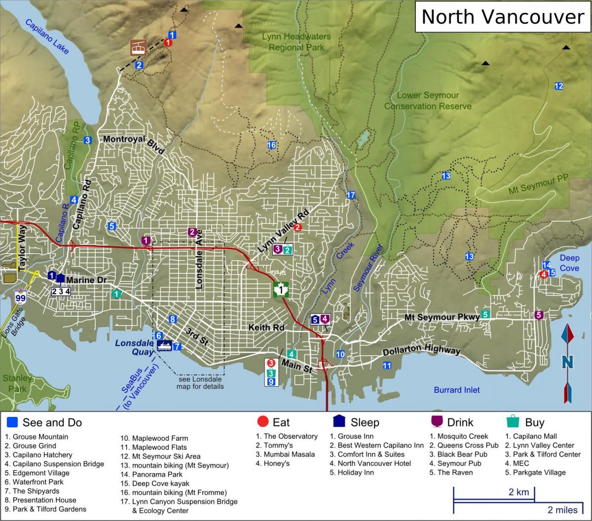 карта Норт Ванкувер
