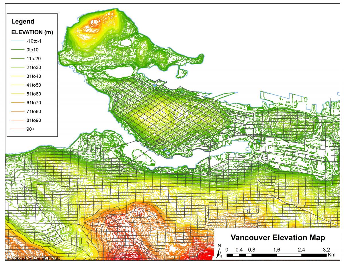 Карта Ванкувера висини