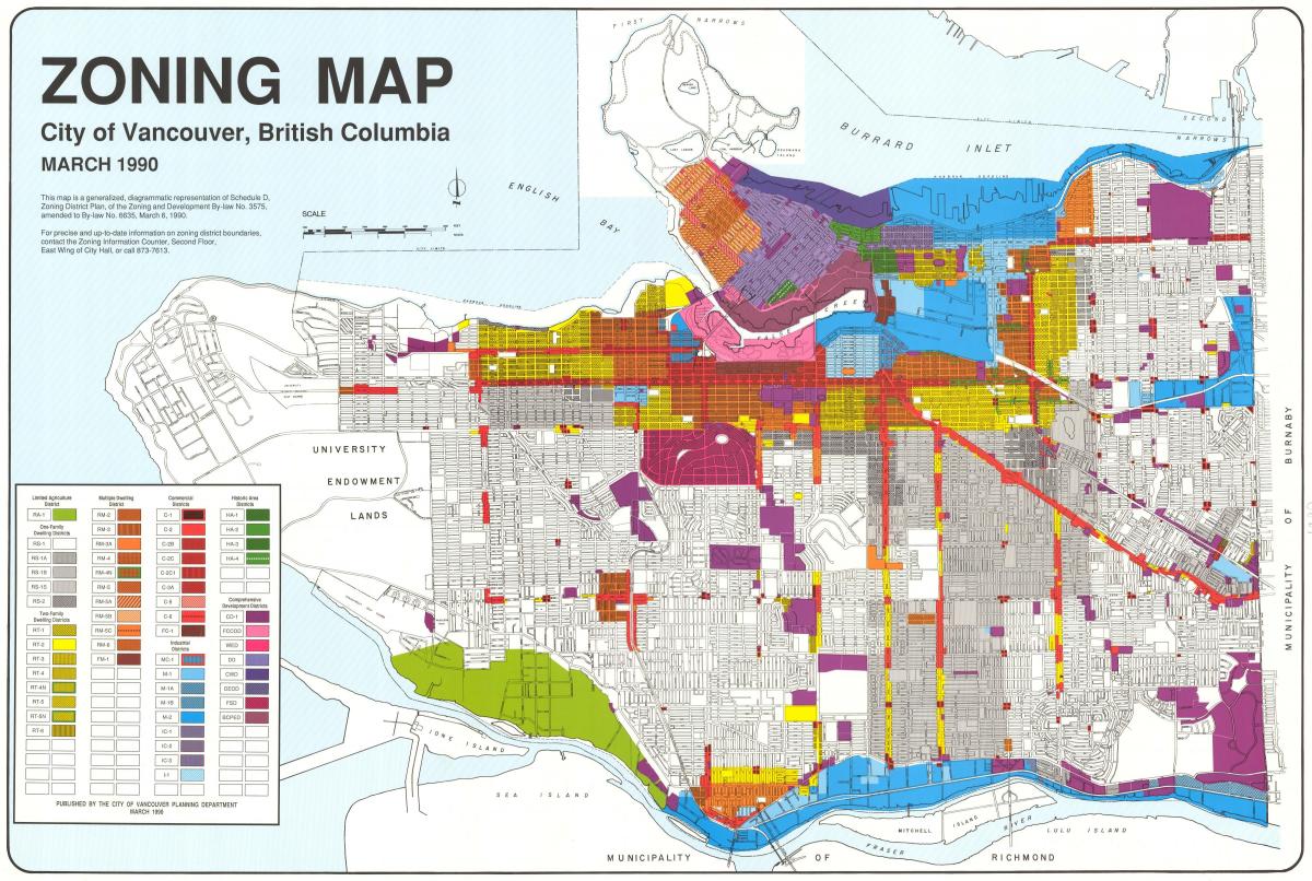 Запад Ванкувер зонирање мапи