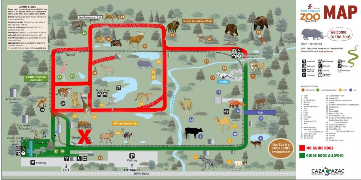 Карта зоо Ванкувера 