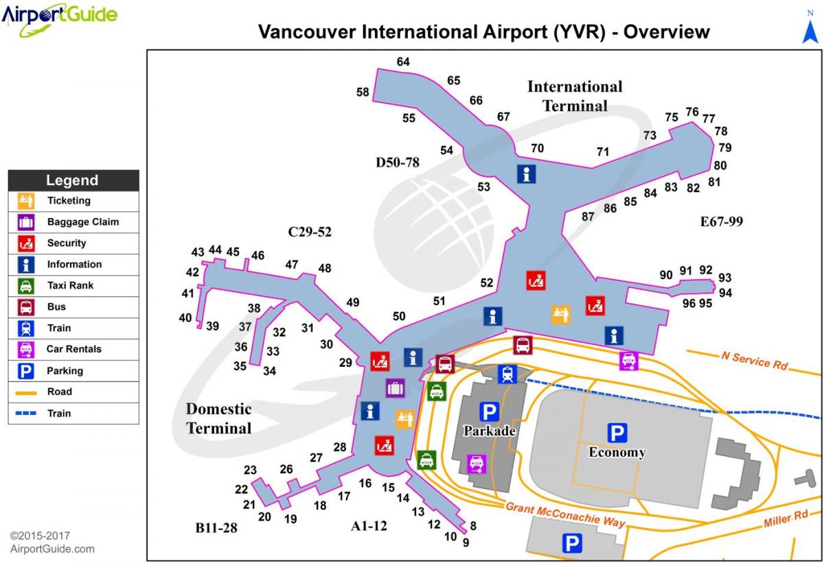 Ванкувер поласци са аеродрома мапи