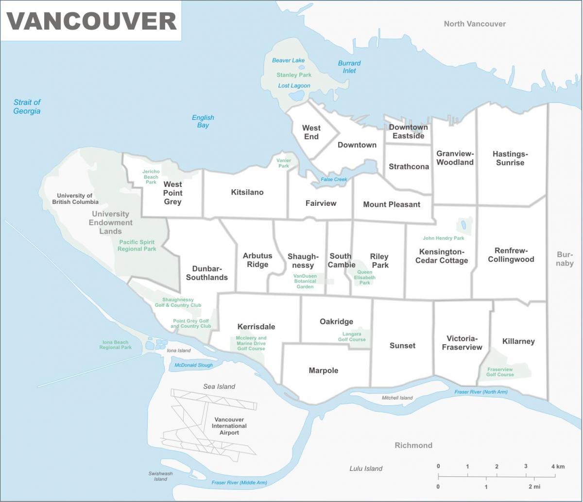 околина Ванкуверу мапи