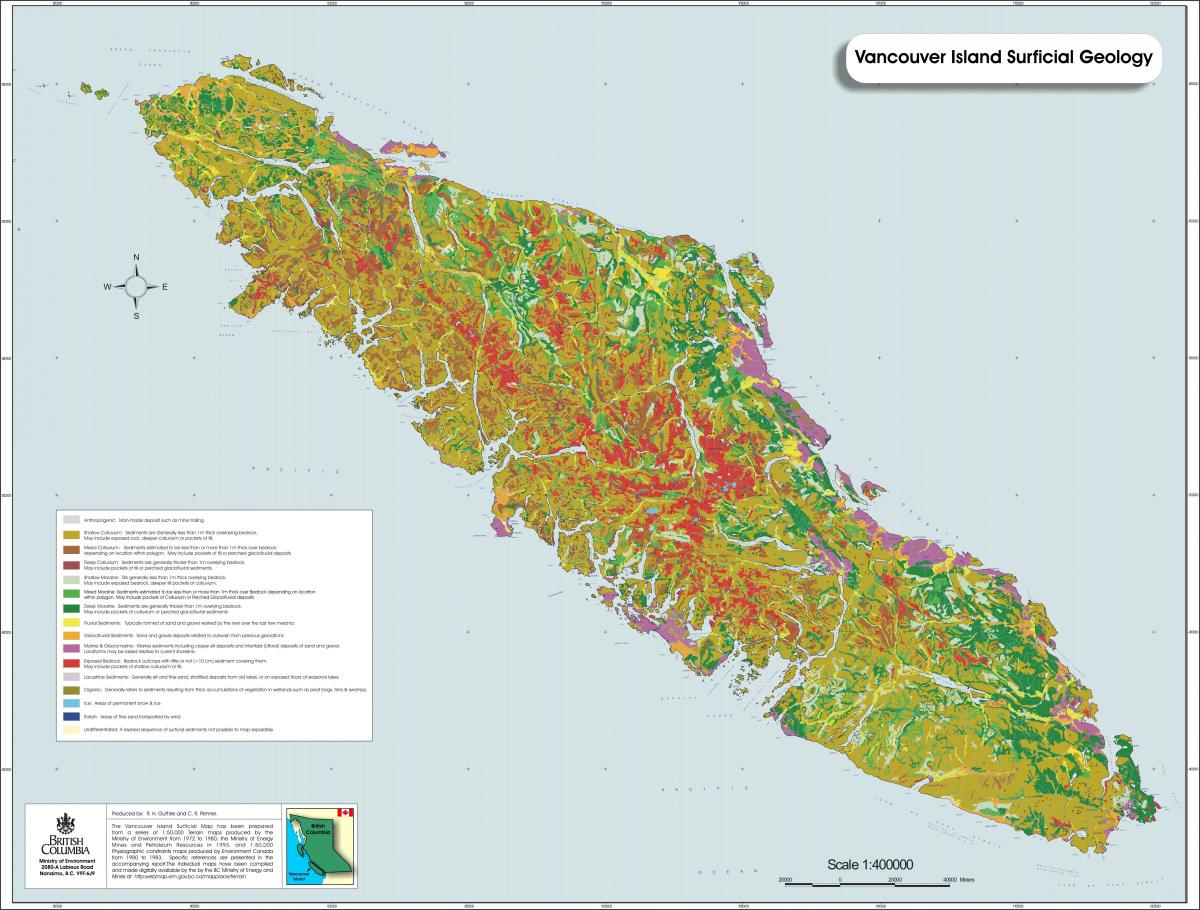 Мапа острва Ванкувер геологије