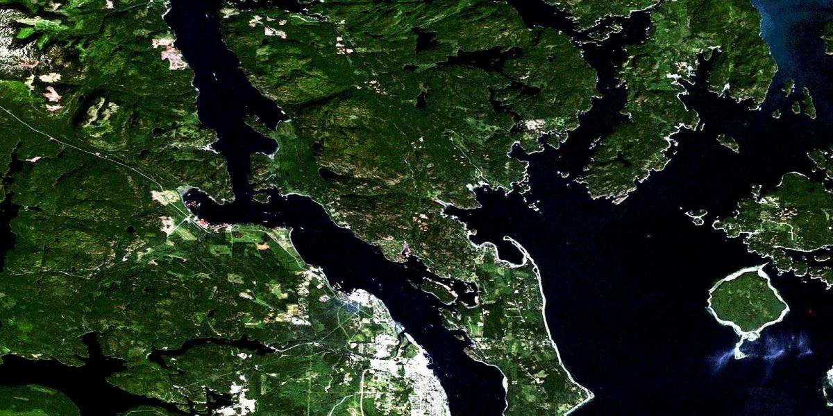 Мапа острва сателитска Ванкувер 