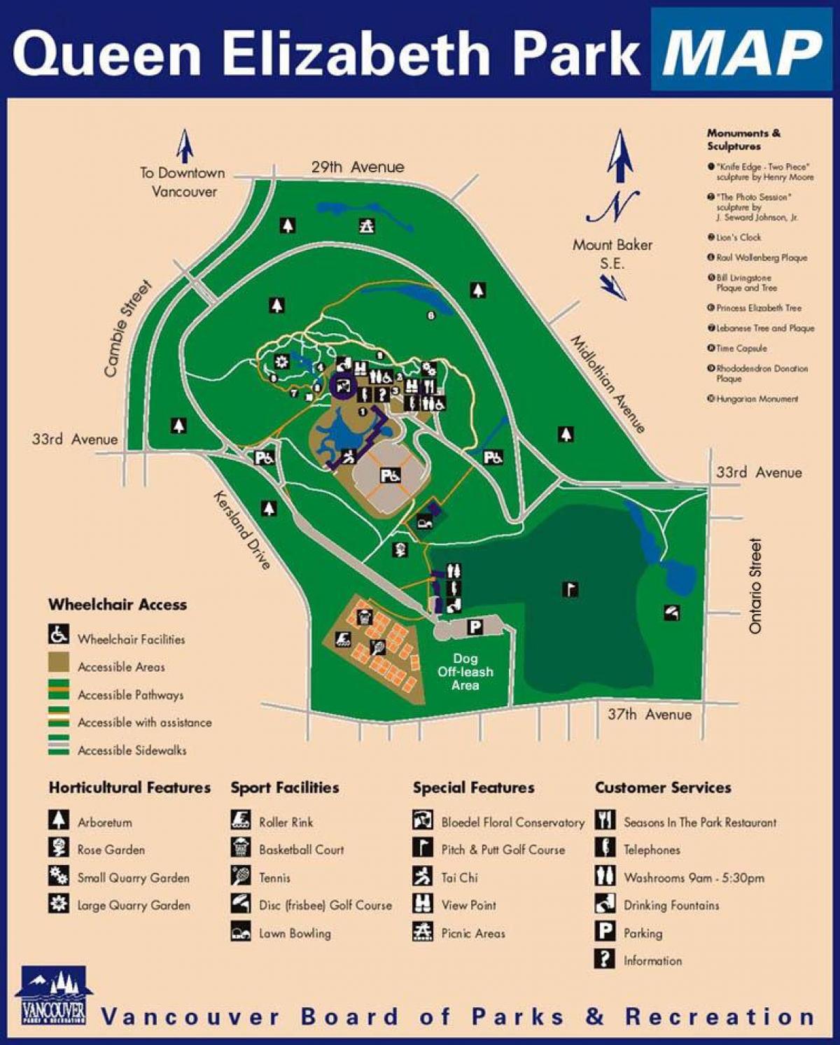 Карта парк краљице Елизабете у Ванкуверу