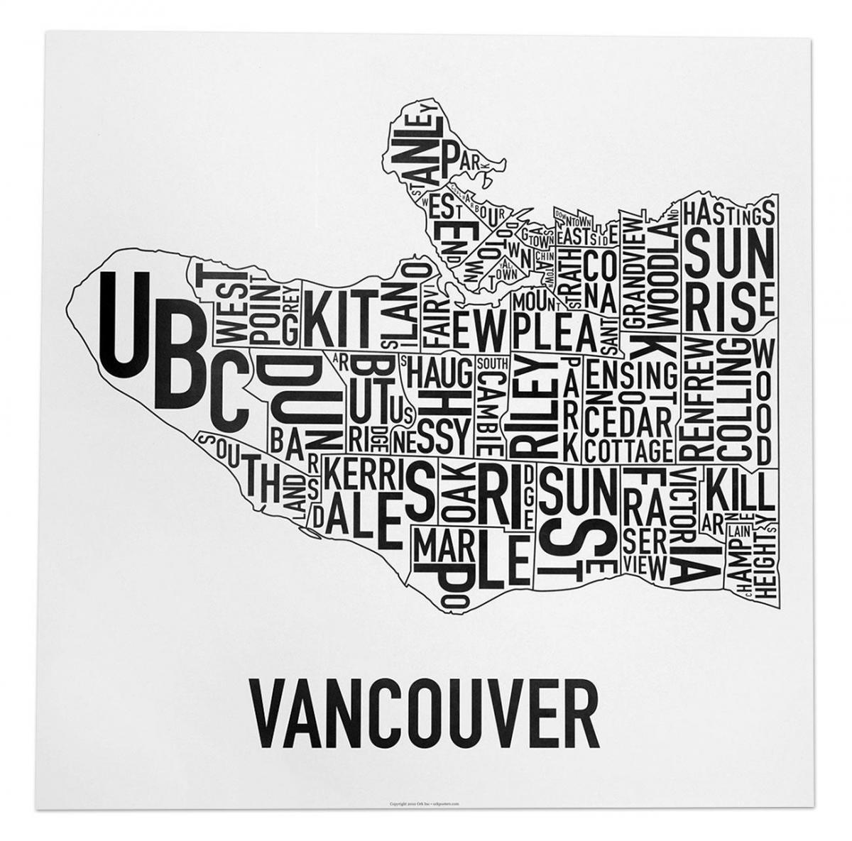 Карта плакат Ванкувер 