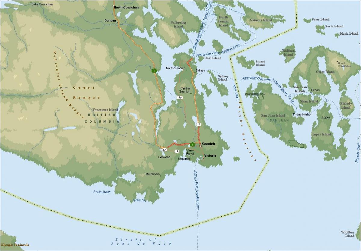 Карта саанич острво Ванкувер 