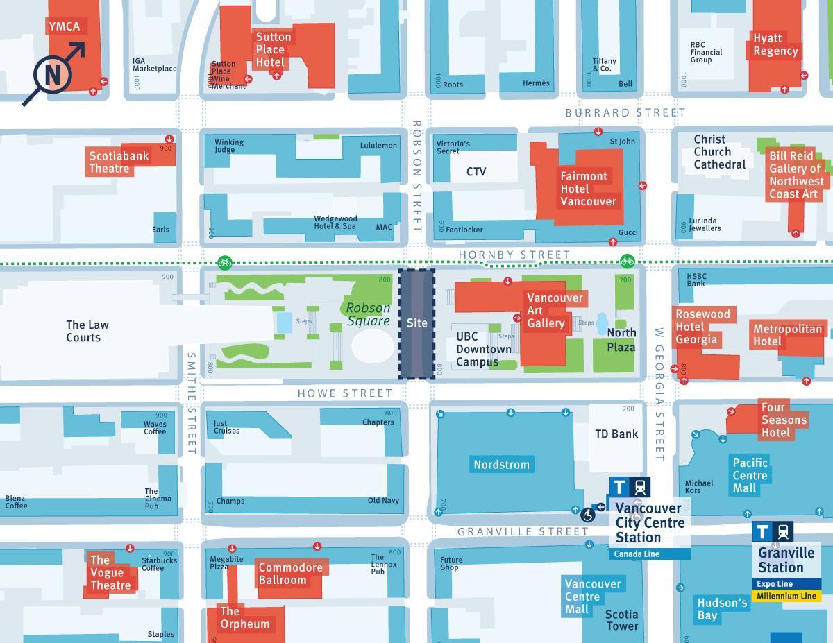карта улици Робсон у Ванкуверу