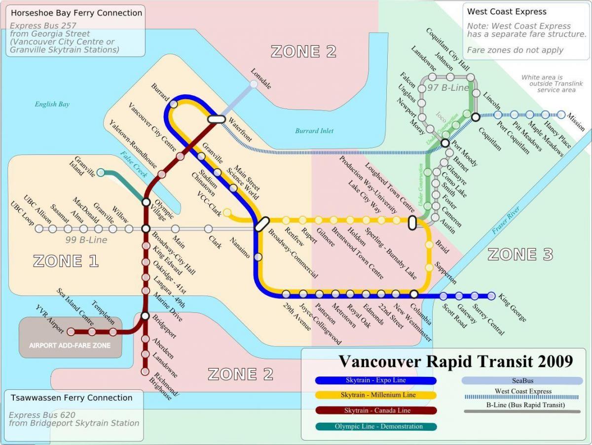 јавни превоз мапи Ванкувера